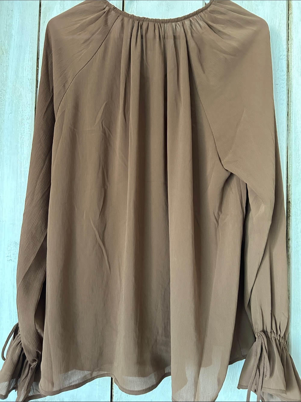 H&M Brown Ruffle Tie-Neck Blouse - Picture 7 of 8